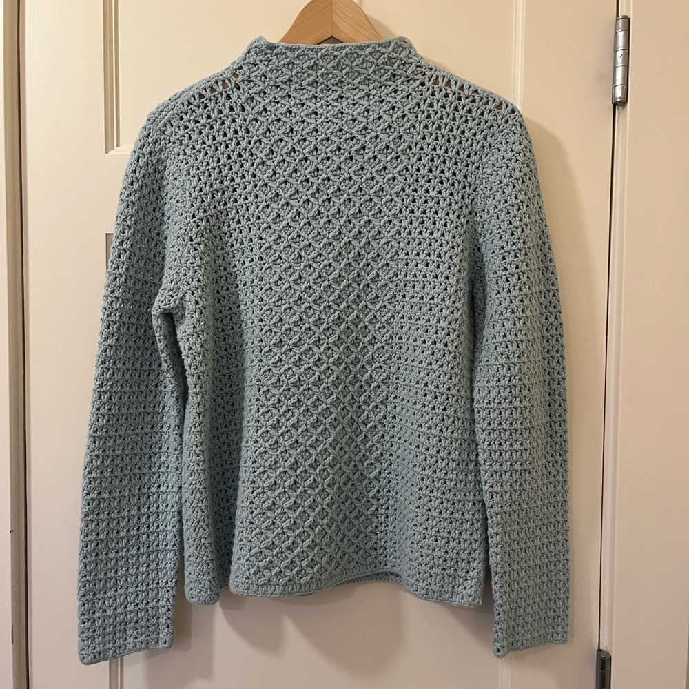 The Vintage Twin • Reworked Liz Claiborne Open-Knit Sweater • Blue • Size M